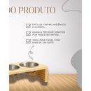 Comedouro de Gato em Madeira e tigela de Alumínio